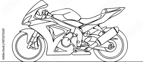 Sleek motorcycle design in black and white illustration style
