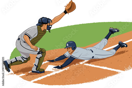 Baseball Sliding Into Home Plate Ill