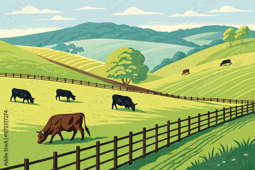 Cattle Ranch Grazing Pasture