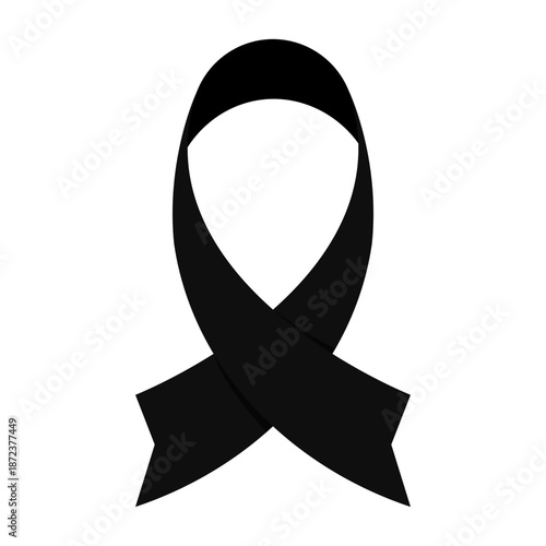 Solemn Black Awareness Ribbon Symbol of Remembrance and Grief