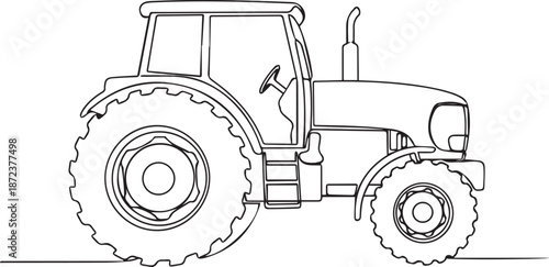 Tractor in profile view with large wheels and cabin