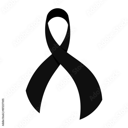 Minimalist Black Awareness Ribbon Symbol on White Background