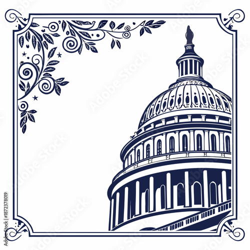 Illustrated view of the united states capitol building