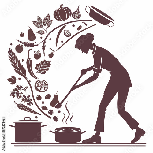 Chef preparing a meal with fresh ingredients