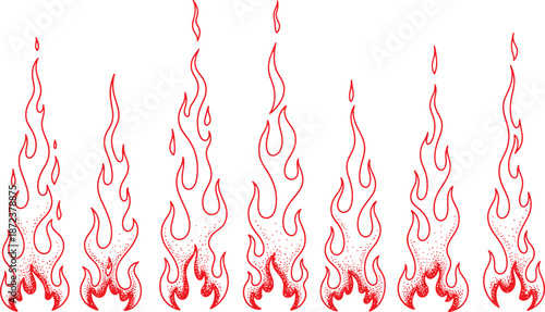 Red Artistic Flames Set Vector Graphics for Design Projects