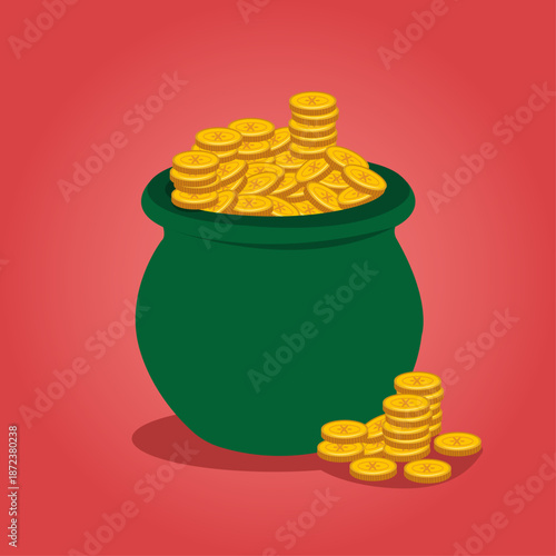 illustration a pot of gold coins