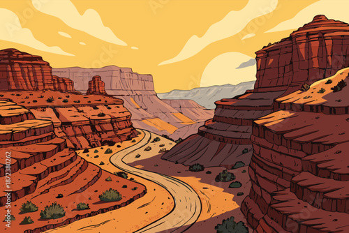 Desert Canyon Rock Formations View