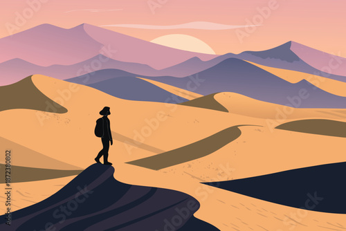 Desert Sand Dunes Sunset Journey Ill