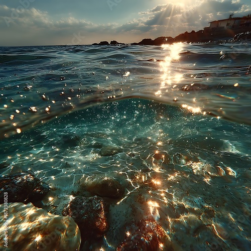 Deep Turquoise Ocean Water High Resolution Picture