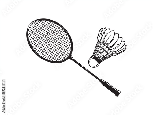 badminton racket and shuttlecock