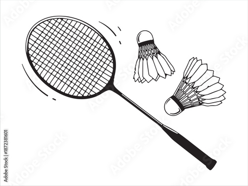 badminton racket and shuttlecock