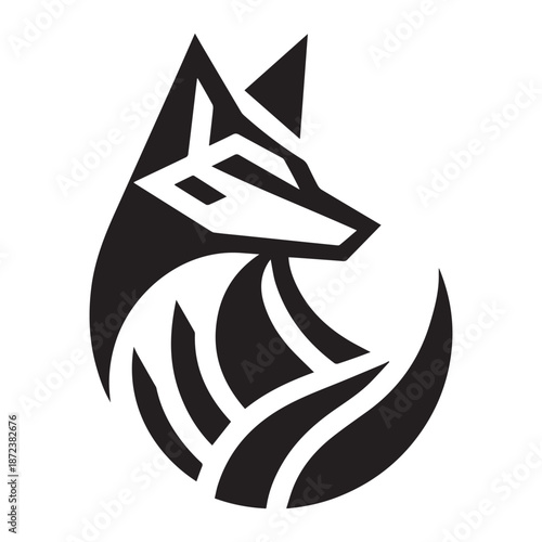 Creative Fox Silhouette Vector | Artistic Black & White Wildlife Art