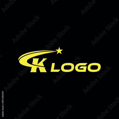 star and letter k star  logo design vector