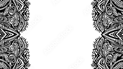 A minimalist vector graphic border design with intricate patterns and a transparent background silhouette