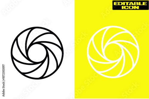 Symmetrical spiral design in black and white isolated on transparent background