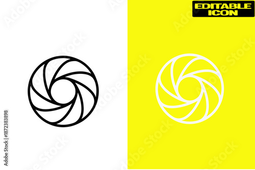 Symmetrical spiral design in black and white isolated on transparent background