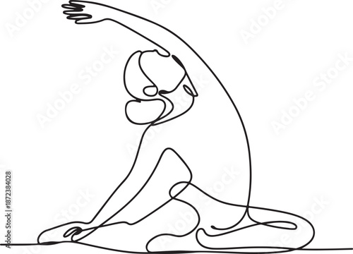 Minimalist Continuous Line Art Figure in Side Stretch Pose