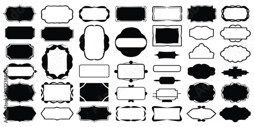 A diverse collection of decorative vintage frames and labels set, perfect for invitations and branding