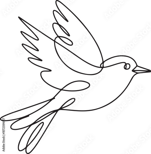 Minimalist Continuous Line Art Bird in Mid-Flight