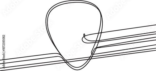 Minimalist Continuous Line Art Guitar Pick on Strings