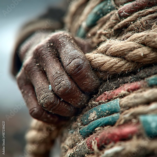 Detailed Texture of Hands and Rope Fibers high resolution picture
