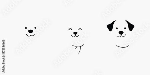 minimal dog face icons set with cute simple expressions