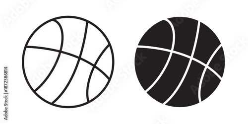 Basketball icon illustration for sports, fitness, and athletic themes with stroke filled and colored icon set.