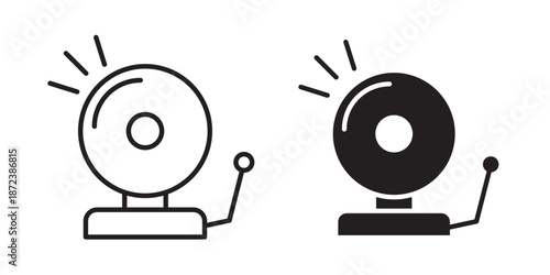 Bell school icon illustration for education, alert, and classroom notifications with stroke filled and colored icon set.