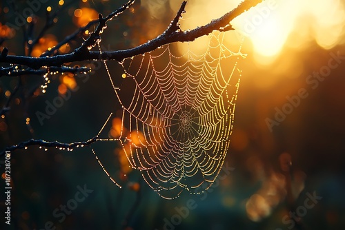 Dew Covered Spider Web Texture High Resolution Picture