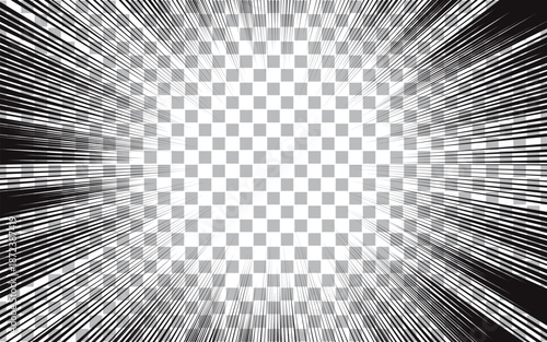 Pop art comic strip cover design. Retro style comic radial background. Black and white background frame.