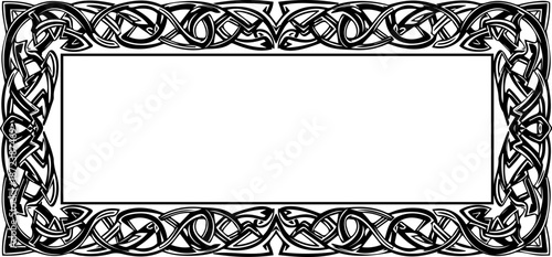A Celtic knot border frame with a blank white center for text or design silhouette