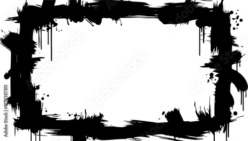 A black paint splatter border frame in silhouette mode on a white background