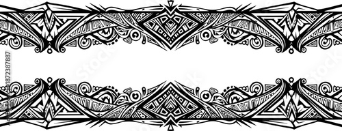 A decorative border design with intricate patterns and shapes in a vector graphic illustration