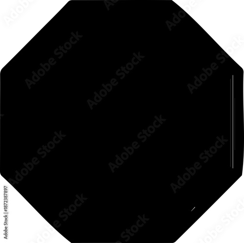 A minimalist black hexagon silhouette icon on a white background