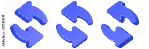 refresh icon 3d render blue color