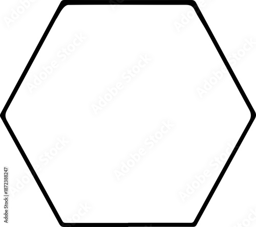 A minimalist black hexagon icon on a transparent background silhouette