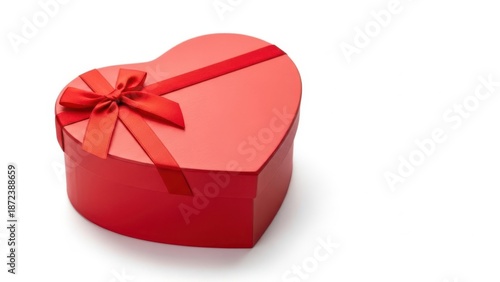 Elegant red heart-shaped gift box with bow