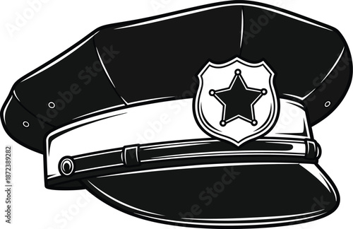 Silhouette of a police officer's hat with a star badge