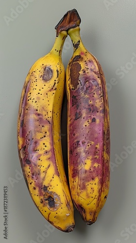 Old Banana Isolated on White Background, Clean Vertical Product Shot