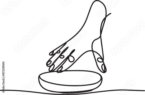 Continuous Line Art Illustration of Hand Pressing Hot Stone