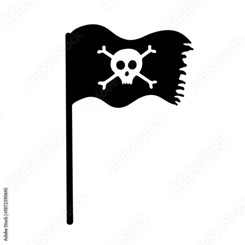 Pirate flag vector sketch isolated