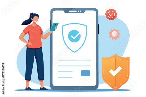 Secure mobile payment and online banking vector illustration