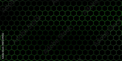 Black Hexagonal Pattern on Green Magma Background. Modern technology innovation concept. Modern background