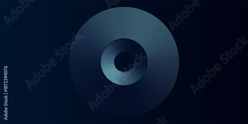 Blue abstract background with glowing circles. Swirl circular lines pattern. Geometric spiral. Twirl element. Modern graphic design. Futuristic technology concept.