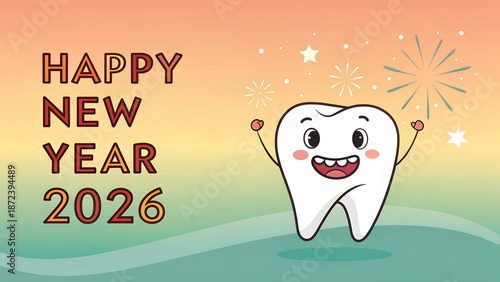 Wallpaper Mural 2026 with tooth . happy new year 2026
 Torontodigital.ca