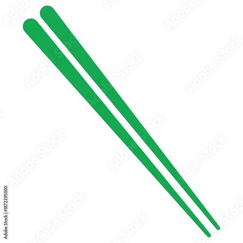 Green chopsticks on white background