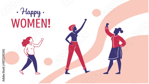 Celebrating the strength and unity of women with empowered poses and a vibrant design