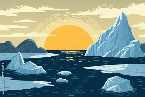 Antarctic Iceberg Field Ocean View