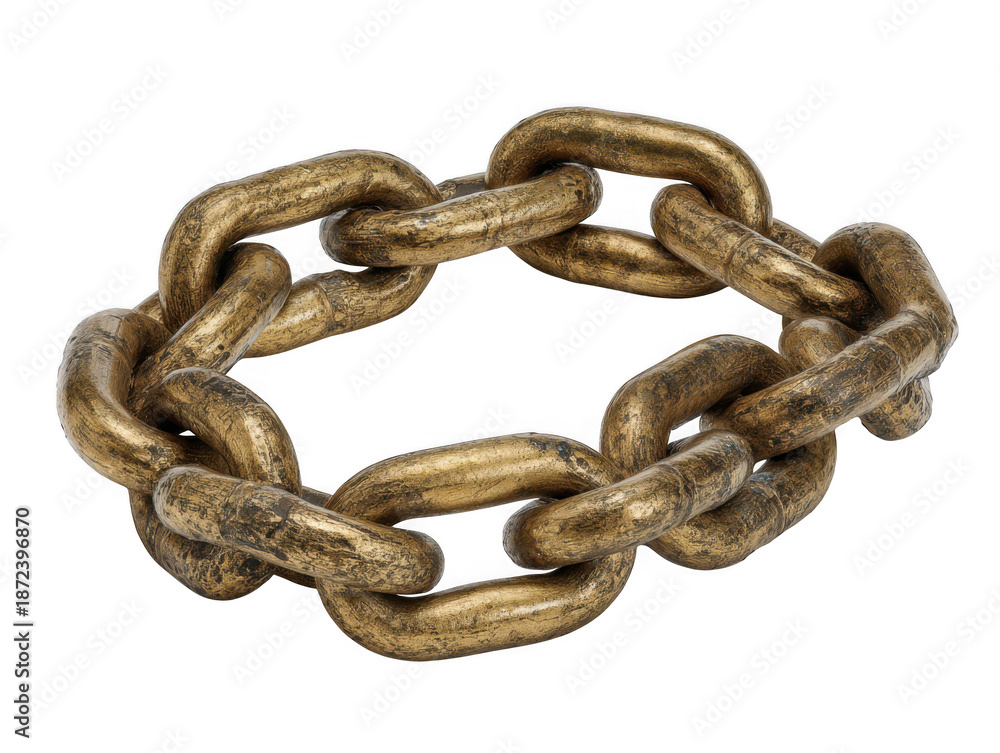 Obraz premium Gold colored chain isolated on white background