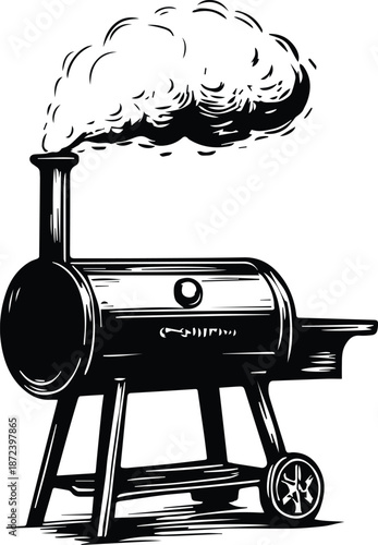 BBQ Smoker Grill Design - Barbecue Grill Silhouette - Smoker Grill Vector Art - BBQ Pit Design - Outdoor Cooking Grill design